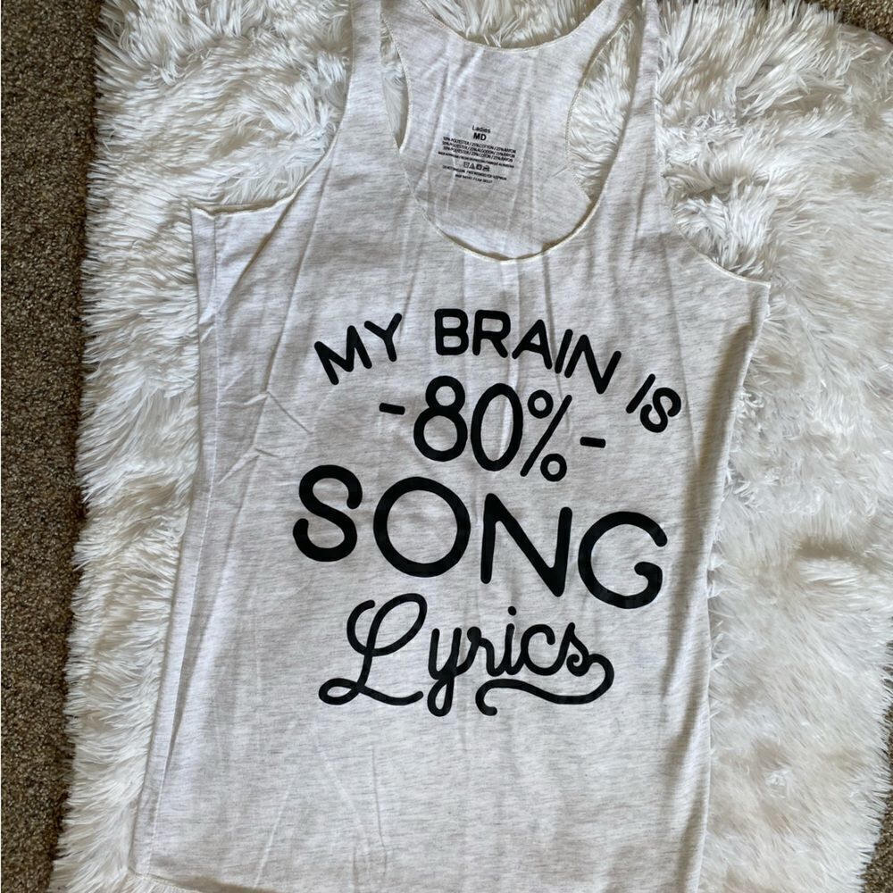 ‎Song Lyrics Graphic Tank Top Lightweight Gray Womens Size Medium